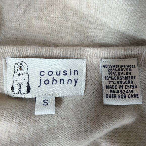 Cousin Johnny sweater Tan multi color check Cashmere blend size S - Picture 9 of 9